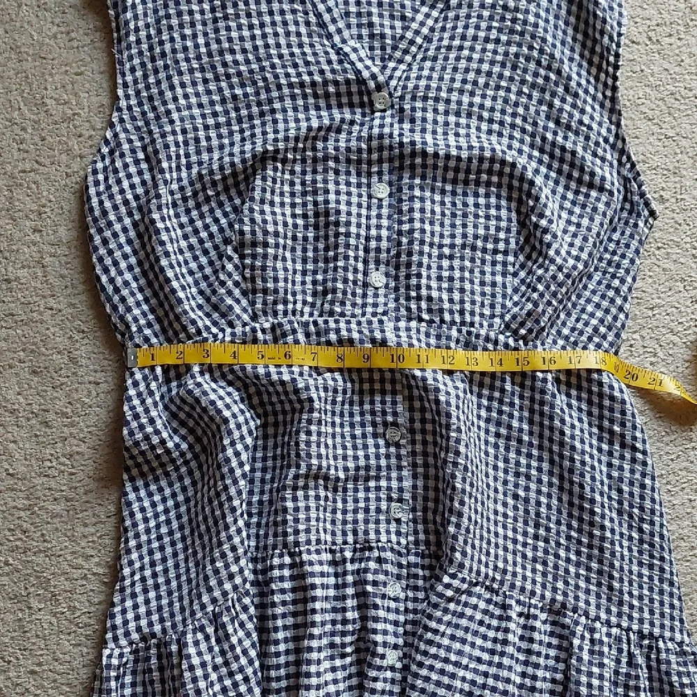 Melonie Blue and White Sleeveless Checkered Midi Dress Sz 20W - Picture 12 of 15